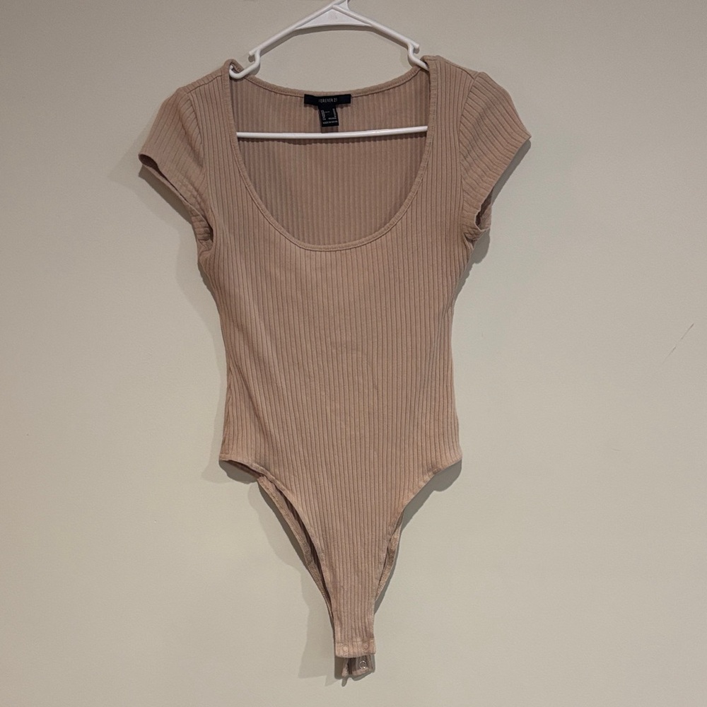 Forever 21 Ribbed Beige Bodysuit